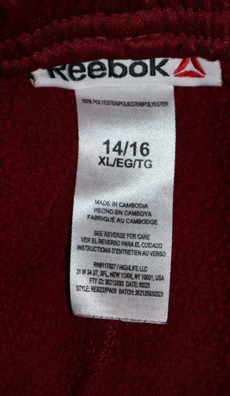 Reebok Maroon Victory Jogger Pants.